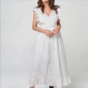 Zhu Marbel White Cotton Prairie Maxi Ruffle Hem Size Extra Small